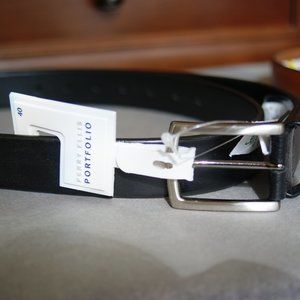 Perry Ellis Portfolio Black Leather Belt